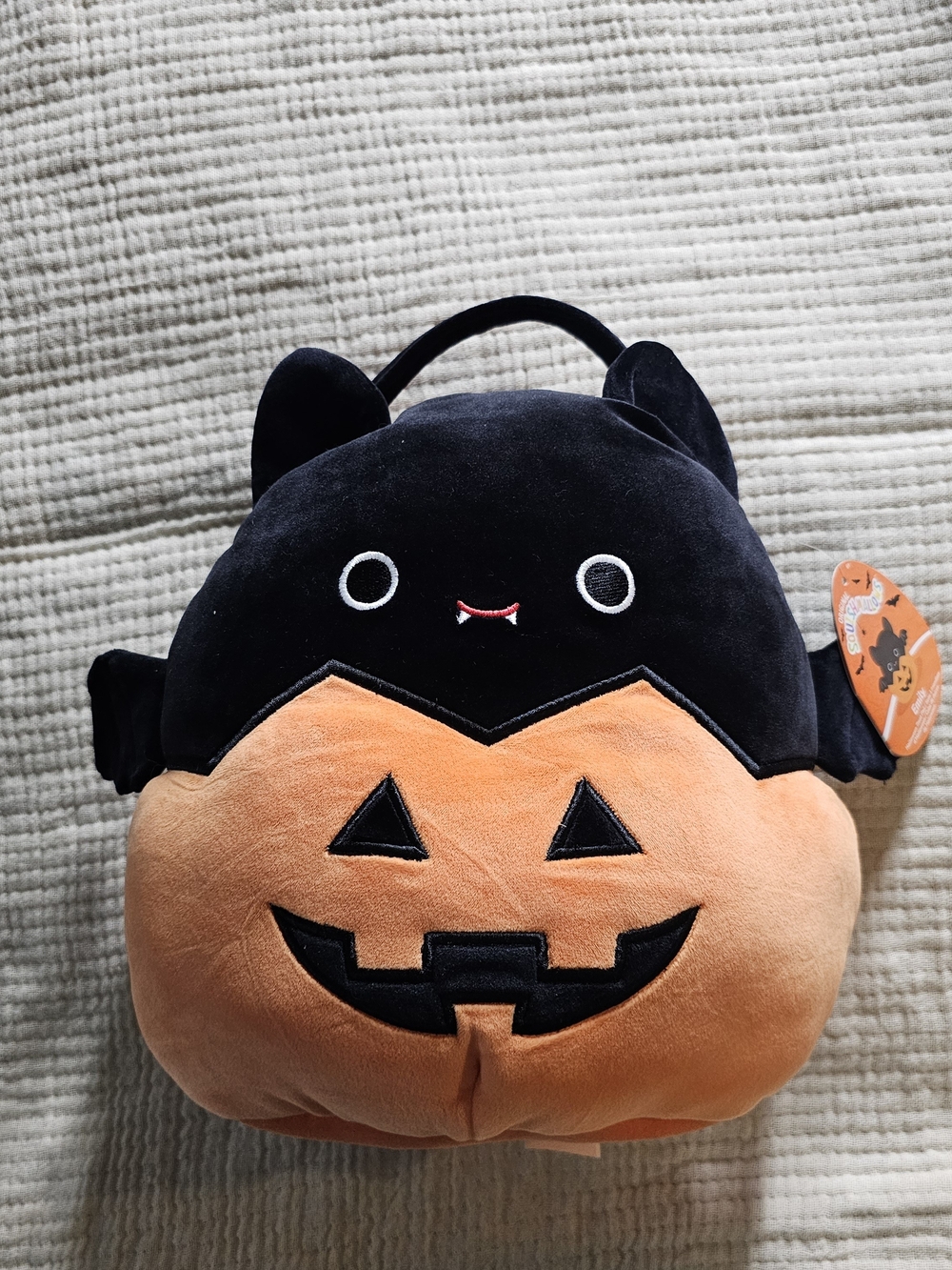 Squishmallows Black and Orange Bat Pumpkin Halloween Treat Bag
